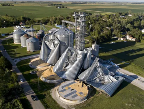 Grain bins destroyed by August 2020 derecho.