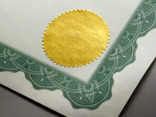 Image of Gold Seal on Official Document.