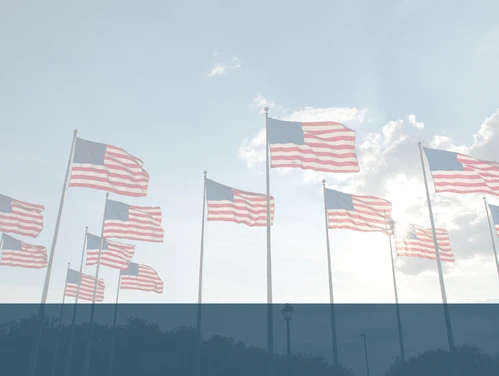 American flags on flagpoles