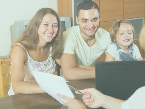 Image of a family receiving assistance 