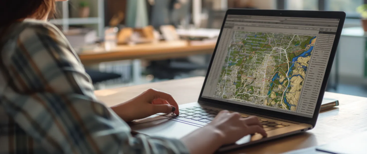 Person looking at flood maps on laptop