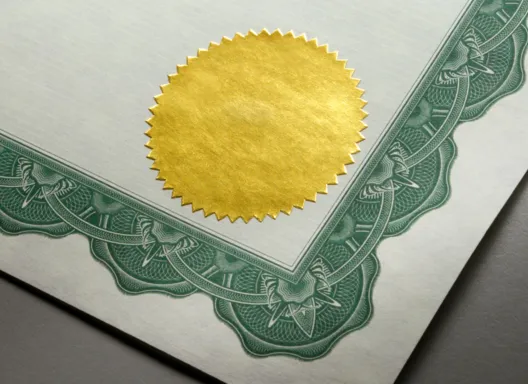 Official document with gold seal.
