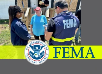 FEMA disaster assistance teams meeting with disaster survivors.