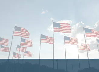 American flags on flagpoles