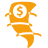 Tornado with money sign icon