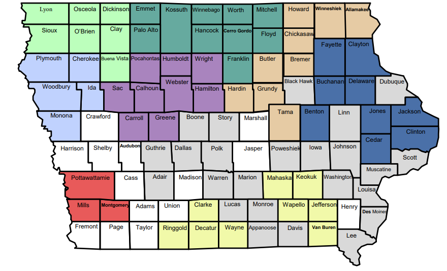 LEPC Contacts Iowa Map