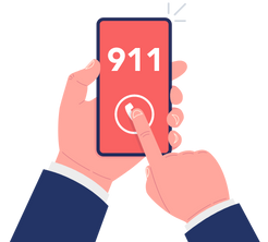 Finger pressing send on 911 cell phone call