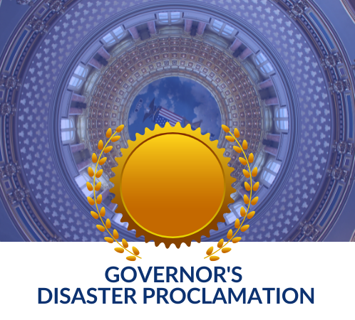 Capitol Building Rotunda with text Governor's Disaster Proclamation