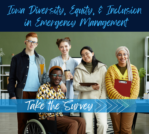 Take the Diversity, Equity, & Inclusion Survey text with picture of diverse group of people