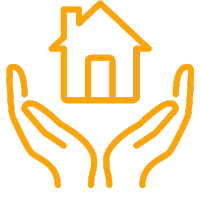 Hands holding house icon