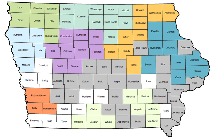 LEPC State of Iowa County Map